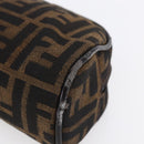 FENDI Zucca Canvas Pouch Hand Bag Black Brown Auth 154968-7