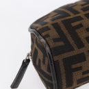 FENDI Zucca Canvas Pouch Hand Bag Black Brown Auth 154968-8