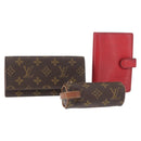 LOUIS VUITTON Monogram Epi Portemonnee 3 Stuks Rood LV Auth 154976-1