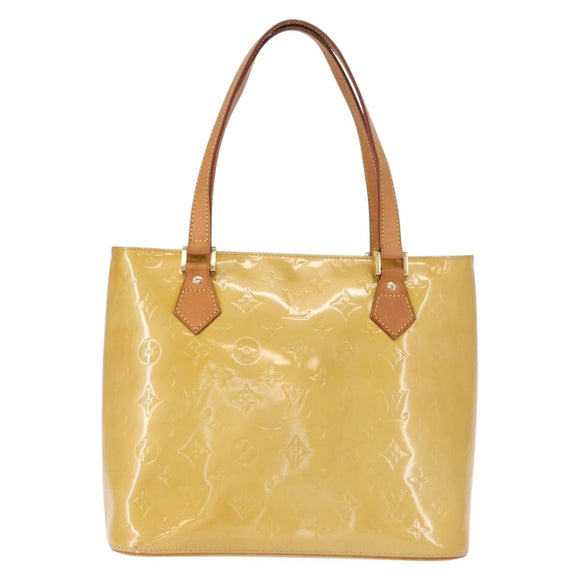 LOUIS VUITTON Monogram Vernis Houston Hand Bag Beige M91004 LV Auth 155016