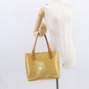 LOUIS VUITTON Monogram Vernis Houston Hand Bag Beige M91004 LV Auth 155016-26