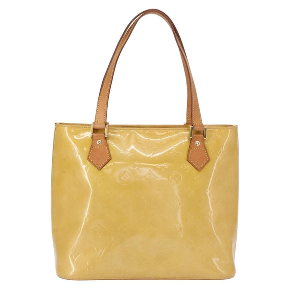 LOUIS VUITTON Monogram Vernis Houston Hand Bag Beige M91004 LV Auth 155016