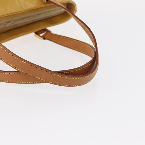 LOUIS VUITTON Monogram Vernis Houston Hand Bag Beige M91004 LV Auth 155016