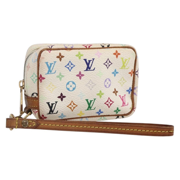 LOUIS VUITTON Monogram Multicolor Trousse Wapity Pouch White M58033 Auth 155052
