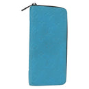 LOUIS VUITTON Monogram Taurillon Zippy Wallet Vertical Blue M69048 Auth 155055-1