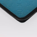 LOUIS VUITTON Monogram Taurillon Zippy Wallet Vertical Blue M69048 Auth 155055-10