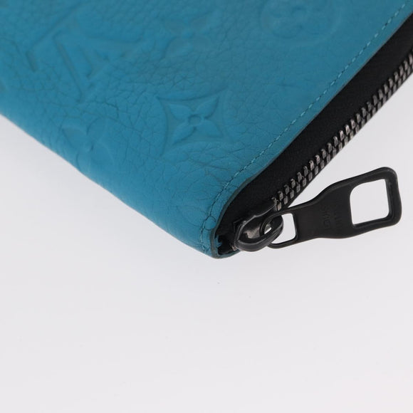 LOUIS VUITTON Monogram Taurillon Zippy Wallet Vertical Blue M69048 Auth 155055