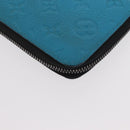 LOUIS VUITTON Monogram Taurillon Zippy Wallet Vertical Blue M69048 Auth 155055-14