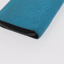 LOUIS VUITTON Monogram Taurillon Zippy Wallet Vertical Blue M69048 Auth 155055-15