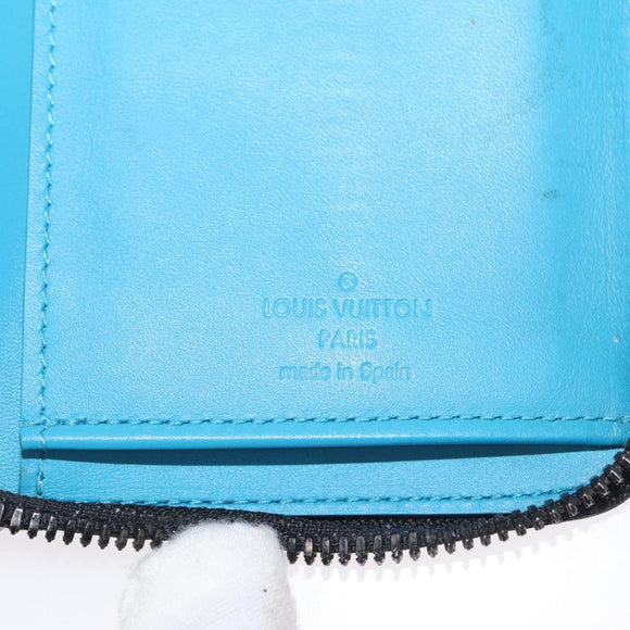 LOUIS VUITTON Monogram Taurillon Zippy Wallet Vertical Blue M69048 Auth 155055