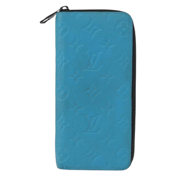 LOUIS VUITTON Monogram Taurillon Zippy Wallet Vertical Blue M69048 Auth 155055 - 0