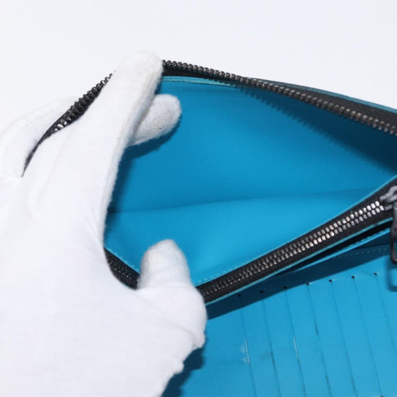 LOUIS VUITTON Monogram Taurillon Zippy Wallet Vertical Blue M69048 Auth 155055