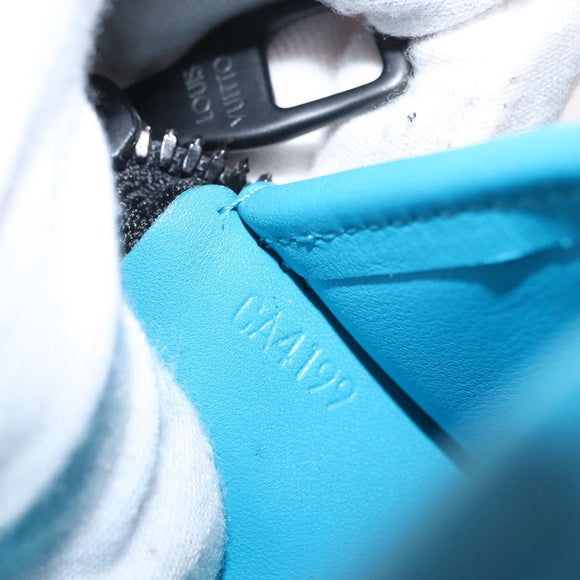 LOUIS VUITTON Monogram Taurillon Zippy Wallet Vertical Blue M69048 Auth 155055