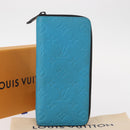 LOUIS VUITTON Monogram Taurillon Zippy Wallet Vertical Blue M69048 Auth 155055-24