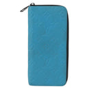 LOUIS VUITTON Monogram Taurillon Zippy Wallet Vertical Blue M69048 Auth 155055-13