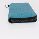 LOUIS VUITTON Monogram Taurillon Zippy Wallet Vertical Blue M69048 Auth 155055-7