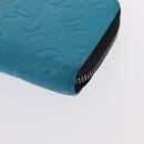 LOUIS VUITTON Monogram Taurillon Zippy Wallet Vertical Blue M69048 Auth 155055-8