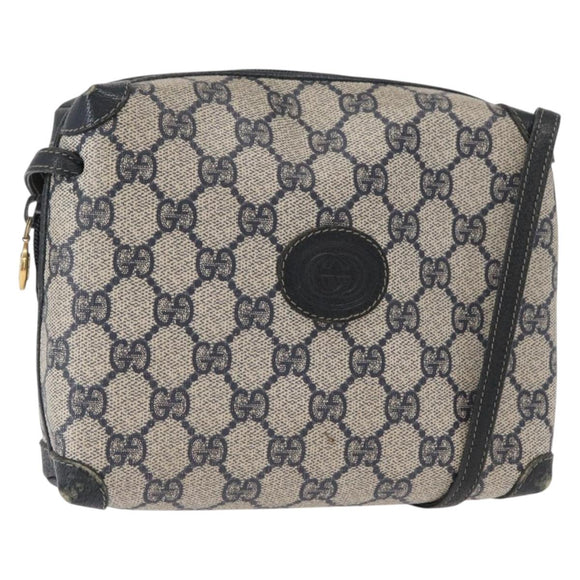 GUCCI GG Supreme Shoulder Bag PVC Leather Navy Gold 007 58 0093 Auth 155057