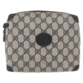 GUCCI GG Supreme Shoulder Bag PVC Leather Navy Gold 007 58 0093 Auth 155057 - 0