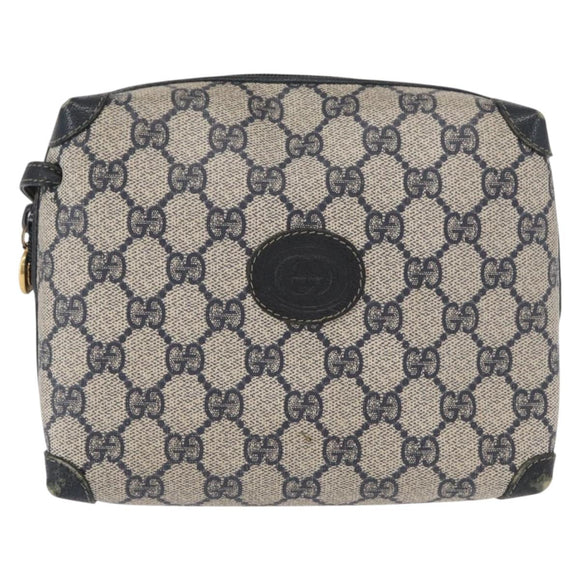 GUCCI GG Supreme Shoulder Bag PVC Leather Navy Gold 007 58 0093 Auth 155057