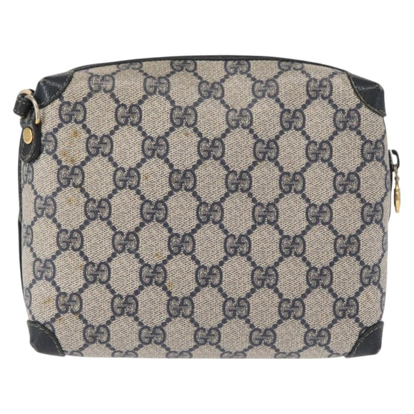 GUCCI GG Supreme Shoulder Bag PVC Leather Navy Gold 007 58 0093 Auth 155057