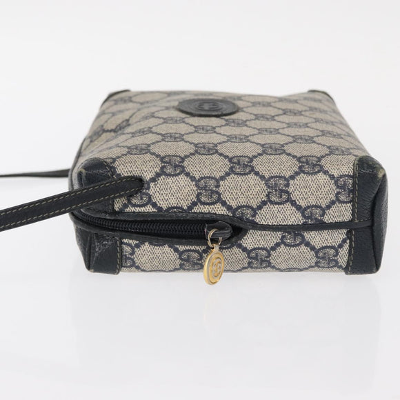 GUCCI GG Supreme Shoulder Bag PVC Leather Navy Gold 007 58 0093 Auth 155057