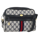 GUCCI GG Supreme Sherry Line Shoulder Bag PVC Navy Gold 010 378 Auth 155058-1