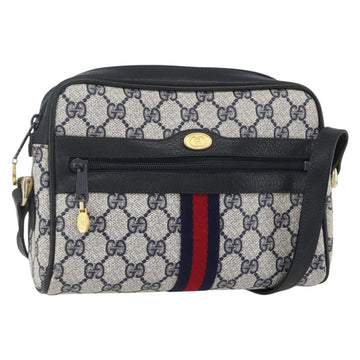 GUCCI GG Supreme Sherry Line Shoulder Bag PVC Navy Gold 010 378 Auth 155058