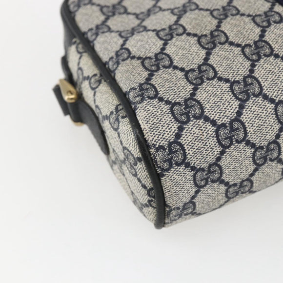 GUCCI GG Supreme Sherry Line Shoulder Bag PVC Navy Gold 010 378 Auth 155058