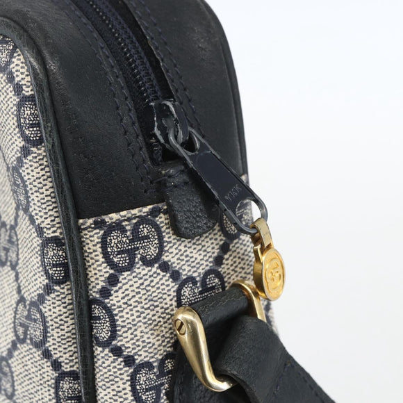 GUCCI GG Supreme Sherry Line Shoulder Bag PVC Navy Gold 010 378 Auth 155058