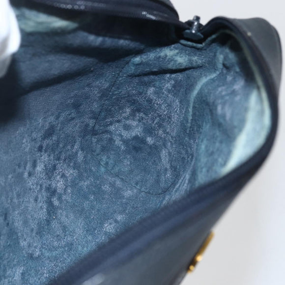 GUCCI GG Supreme Sherry Line Shoulder Bag PVC Navy Gold 010 378 Auth 155058