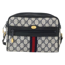 GUCCI GG Supreme Sherry Line Shoulder Bag PVC Navy Gold 010 378 Auth 155058-2