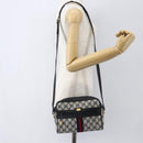 GUCCI GG Supreme Sherry Line Shoulder Bag PVC Navy Gold 010 378 Auth 155058-21