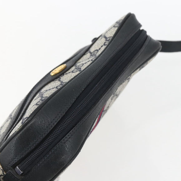 GUCCI GG Supreme Sherry Line Shoulder Bag PVC Navy Gold 010 378 Auth 155058