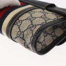 GUCCI GG Supreme Sherry Line Waist Bag PVC Navy Silver 152597 Auth 155059-16