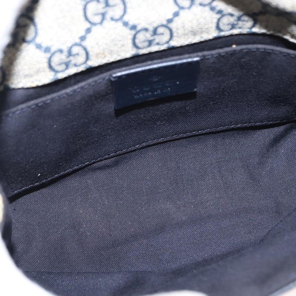 GUCCI GG Supreme Sherry Line Waist Bag PVC Navy Silver 152597 Auth 155059