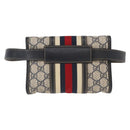 GUCCI GG Supreme Sherry Line Waist Bag PVC Navy Silver 152597 Auth 155059-2