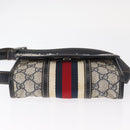 GUCCI GG Supreme Sherry Line Waist Bag PVC Navy Silver 152597 Auth 155059-5