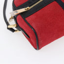 GUCCI Sherry Line Shoulder Bag Suede Leather Black Red 517350 Auth 155060-11