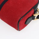 GUCCI Sherry Line Shoulder Bag Suede Leather Black Red 517350 Auth 155060-12