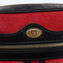 GUCCI Sherry Line Shoulder Bag Suede Leather Black Red 517350 Auth 155060-15