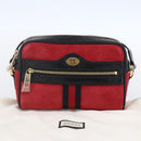GUCCI Sherry Line Shoulder Bag Suede Leather Black Red 517350 Auth 155060-24