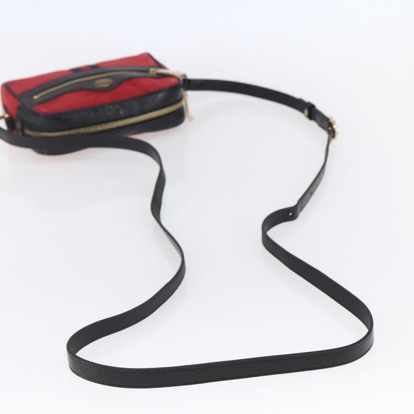 GUCCI Sherry Line Shoulder Bag Suede Leather Black Red 517350 Auth 155060