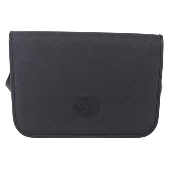 GUCCI Micro GG Canvas Shoulder Bag Black Gold 001 904 0915 Auth 155061