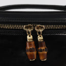 GUCCI Bamboo Vanity Pouch Enamel Black Gold 032 1956 0151 Auth 155062-17