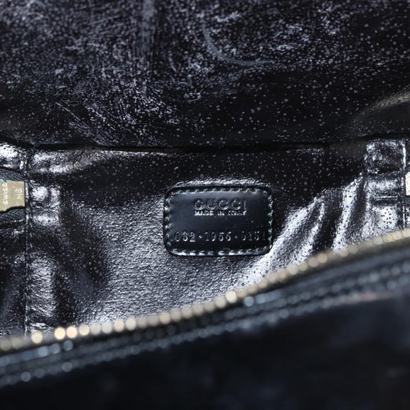 GUCCI Bamboo Vanity Pouch Enamel Black Gold 032 1956 0151 Auth 155062