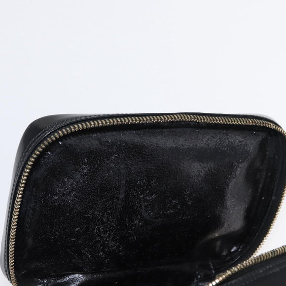 GUCCI Bamboo Vanity Pouch Enamel Black Gold 032 1956 0151 Auth 155062