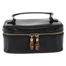 GUCCI Bamboo Vanity Pouch Enamel Black Gold 032 1956 0151 Auth 155062-13