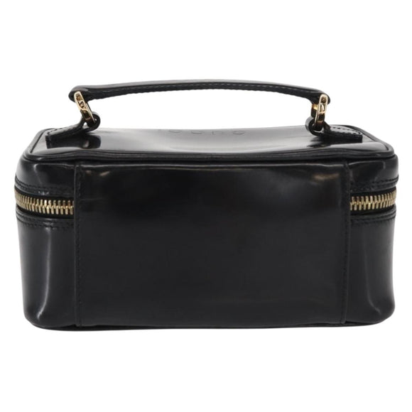 GUCCI Bamboo Vanity Pouch Enamel Black Gold 032 1956 0151 Auth 155062