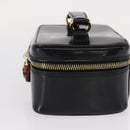 GUCCI Bamboo Vanity Pouch Enamel Black Gold 032 1956 0151 Auth 155062-3